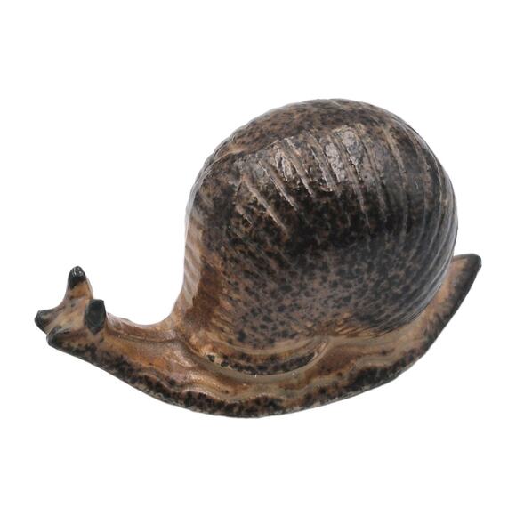 MCM Ceramic Snail Miniature Figurine Spiral Shell Japan 2.5" Brown Glaze - Picture 3 of 7